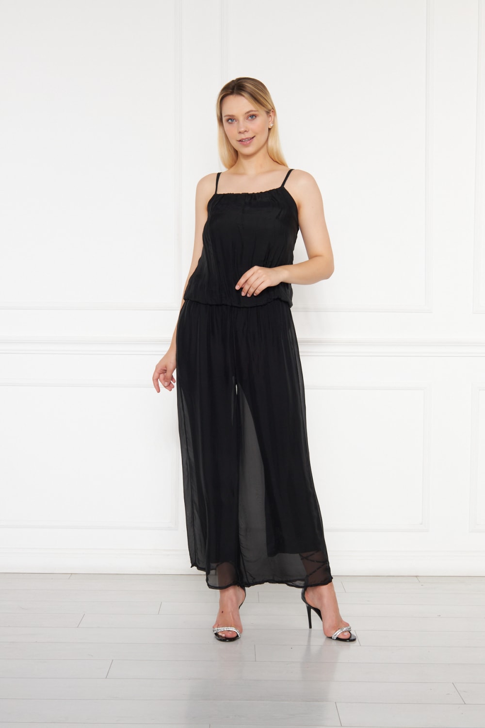 Silk Parade-Saf İpek Şİfon Siyah Tulum-Tulum-3-roqelvaxirum.shop
