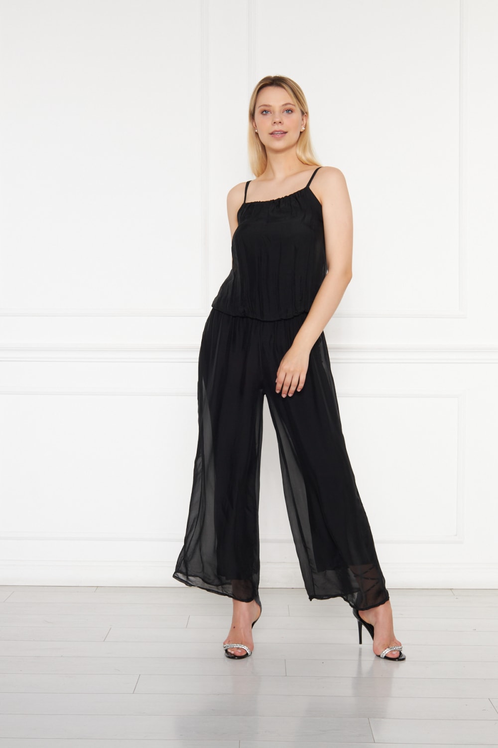 Silk Parade-Saf İpek Şİfon Siyah Tulum-Tulum-4-roqelvaxirum.shop
