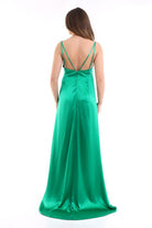 Silk Parade-Saf İpek Saten Yeşil Gece Elbisesi-Elbise-3-roqelvaxirum.shop