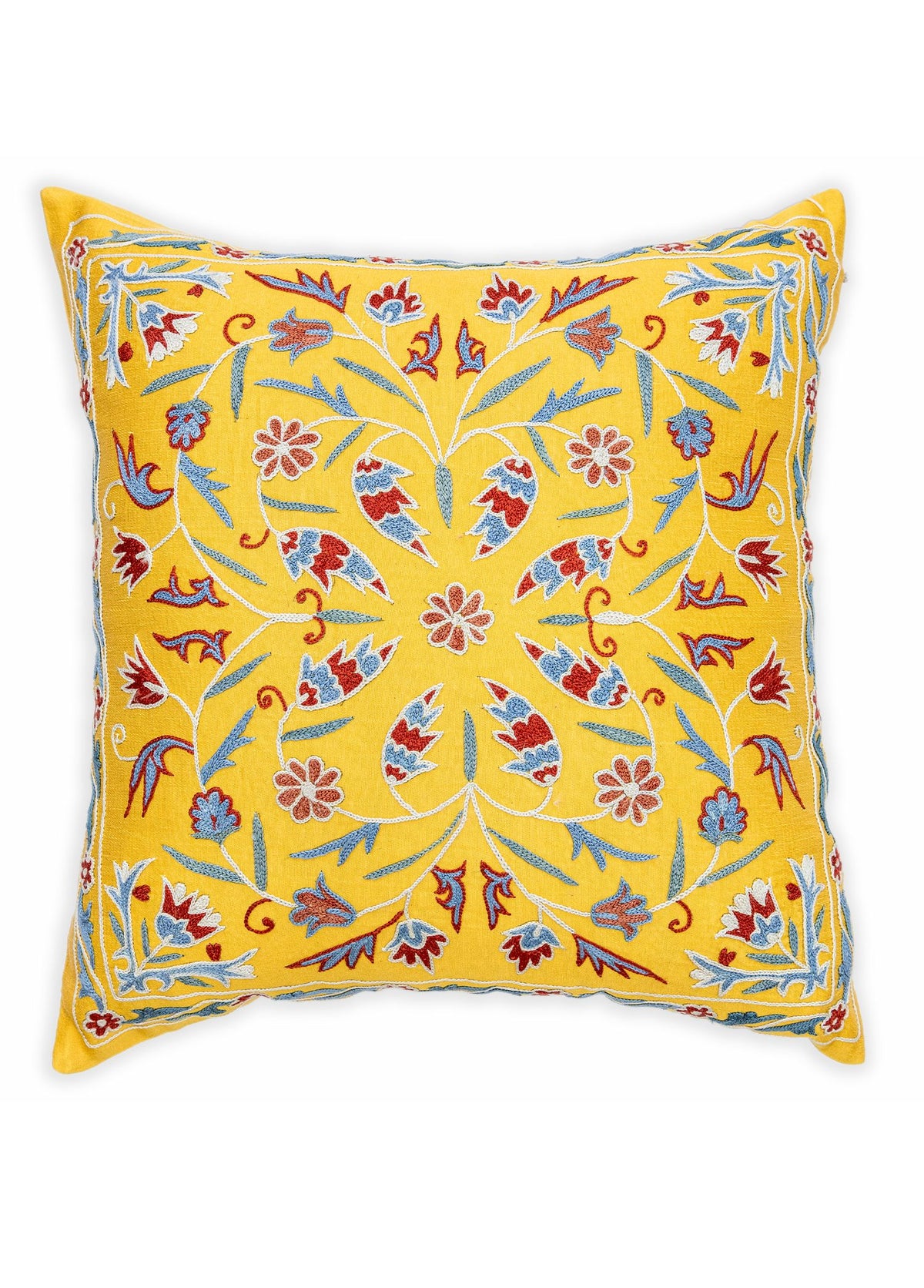 Soho Antiq-Berez El Yapımı Suzani Sarı Yastık 50x50 Cm-Yastık-1-roqelvaxirum.shop