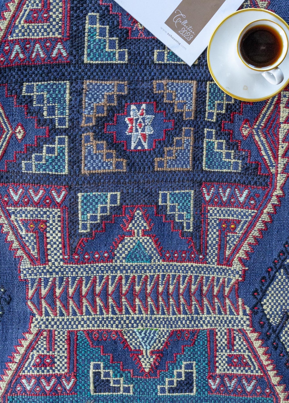 Soho Antiq-Sara Yıldız Desenli El Dokuma Cicim Yün Kilim 134x178 Cm-Halı-3-roqelvaxirum.shop