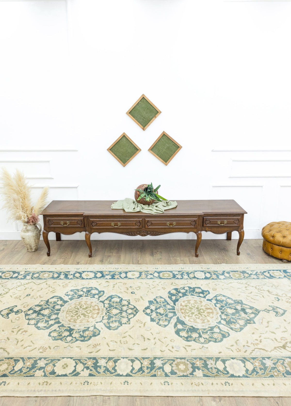 Soho Antiq-Tunay Floral Desenli El Dokuma Yün Halı 167x354 Cm-Halı-2-roqelvaxirum.shop