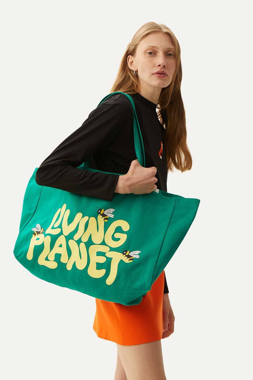WWF Market-Living Planet Büyük Çanta - Yeşil-Bez Çanta-5-roqelvaxirum.shop