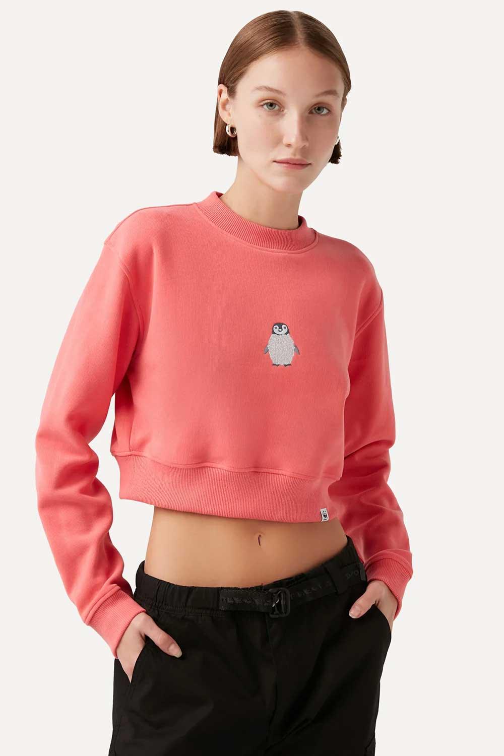 WWF Market-Yavru İmparator Penguen Crop Sweatshirt - Pembe-Sweatshirts & Hoodies-2-roqelvaxirum.shop